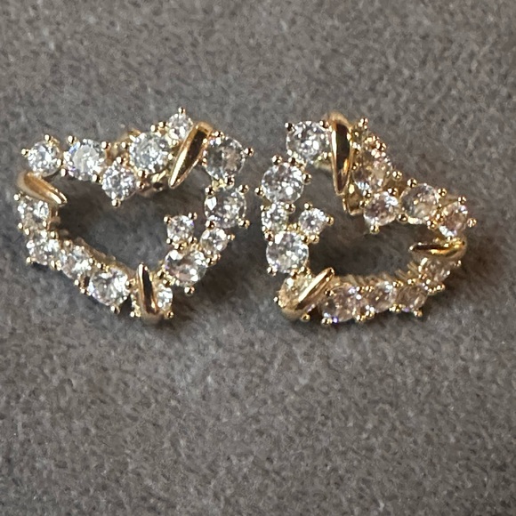 Elegant Plated Gold and Silver Heart Earrings - Picture 5 of 5